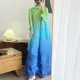 Green Pleated Gown Color by Pleats Clothing 4