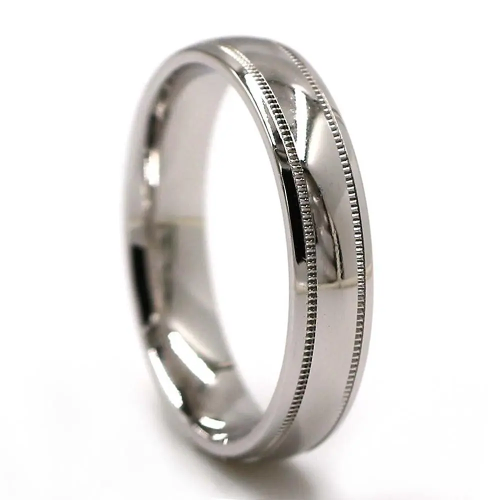 Ehering aus 925er-Sterlingsilber mit Millgrain – schlicht, schlicht, hochglanzpoliert 1