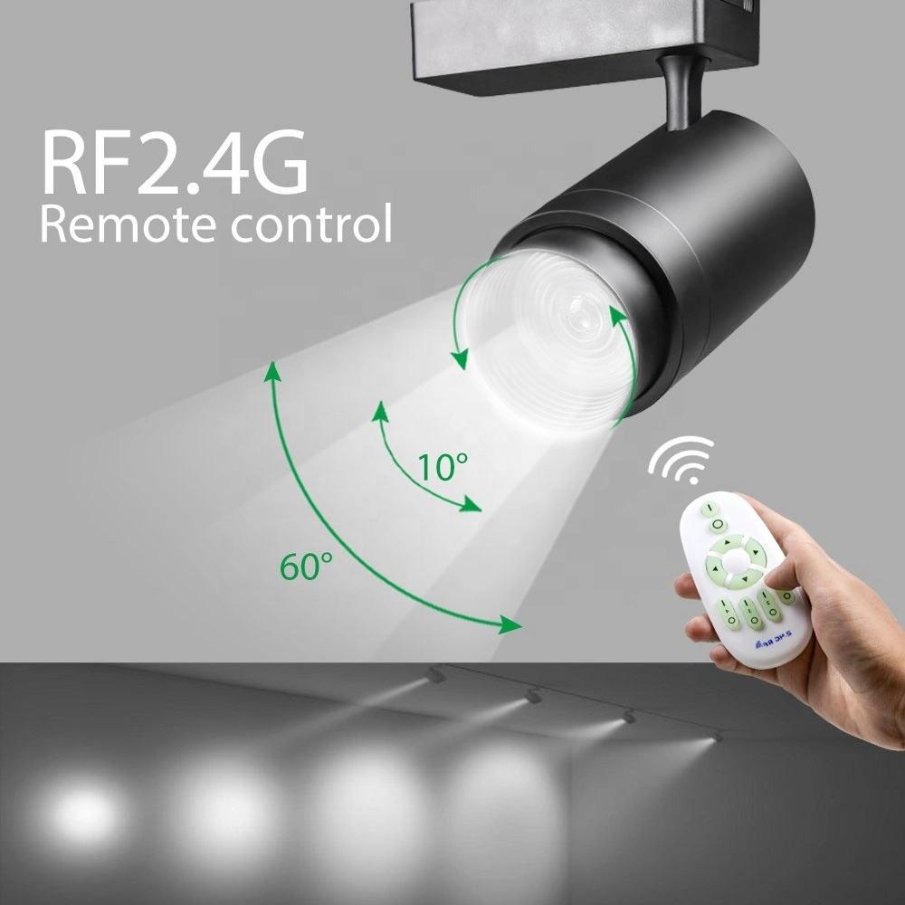 Projecteur réglable en aluminium noir sur rail LED 20w 1