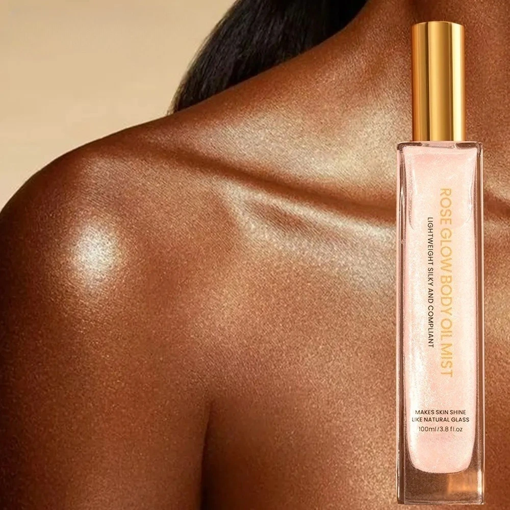 Mlm Custom Makeup High Quality Liquid Gold Glow Body Shimmering Highlighter Oil Waterproof Body Shimmer Setting Spray 1