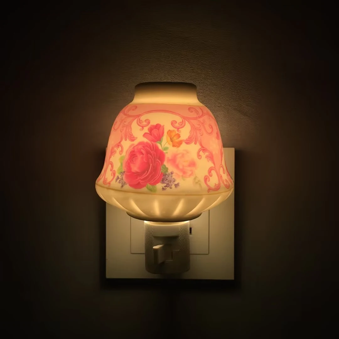 Etl Usa Ceramic Lamp Shade Warm Light Bulb Night Light Bedroom Plug Type Wall Lamp For Decoration Traditional Style 1