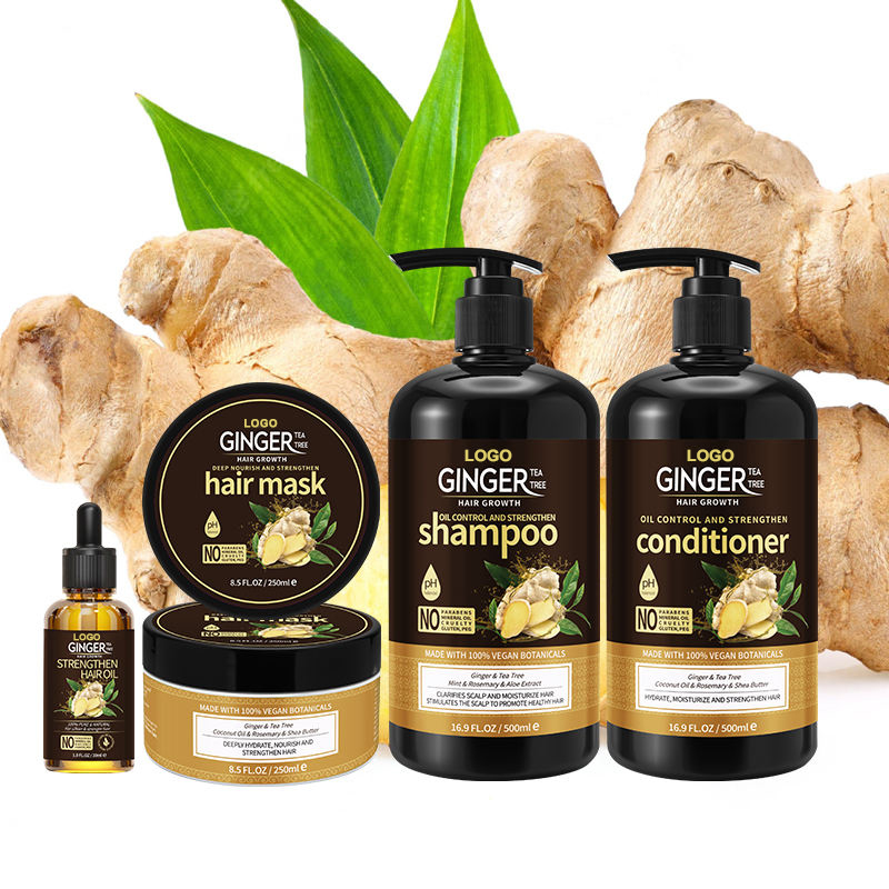 Set Perawatan Pertumbuhan Rambut Jahe Merek Pribadi 1