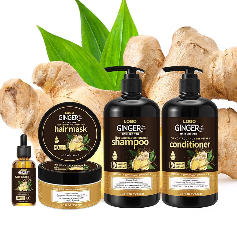 Ginger Hair Regrowth Treatment Shampoo, Conditioner & Oil for Dry Hair 1