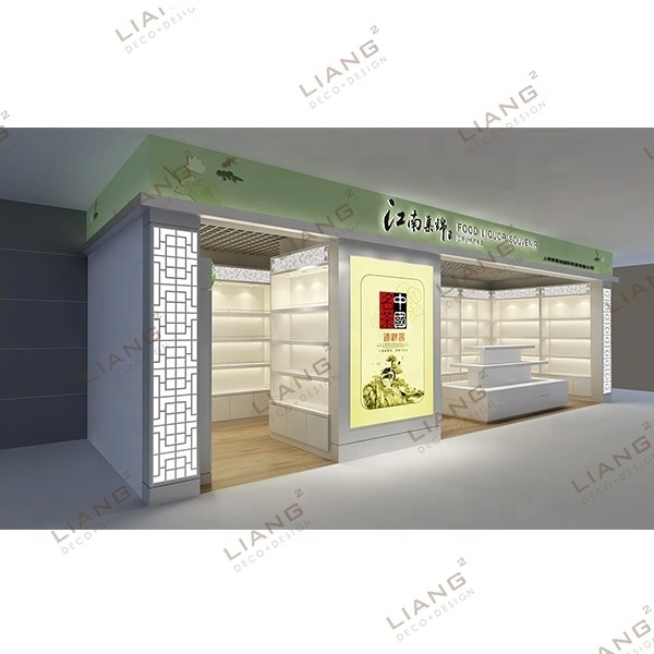 Tienda de souvenirs personalizada, diseño de interiores para tiendas de centros comerciales, escaparate, vitrina, quiosco de comida para centros comerciales. 1