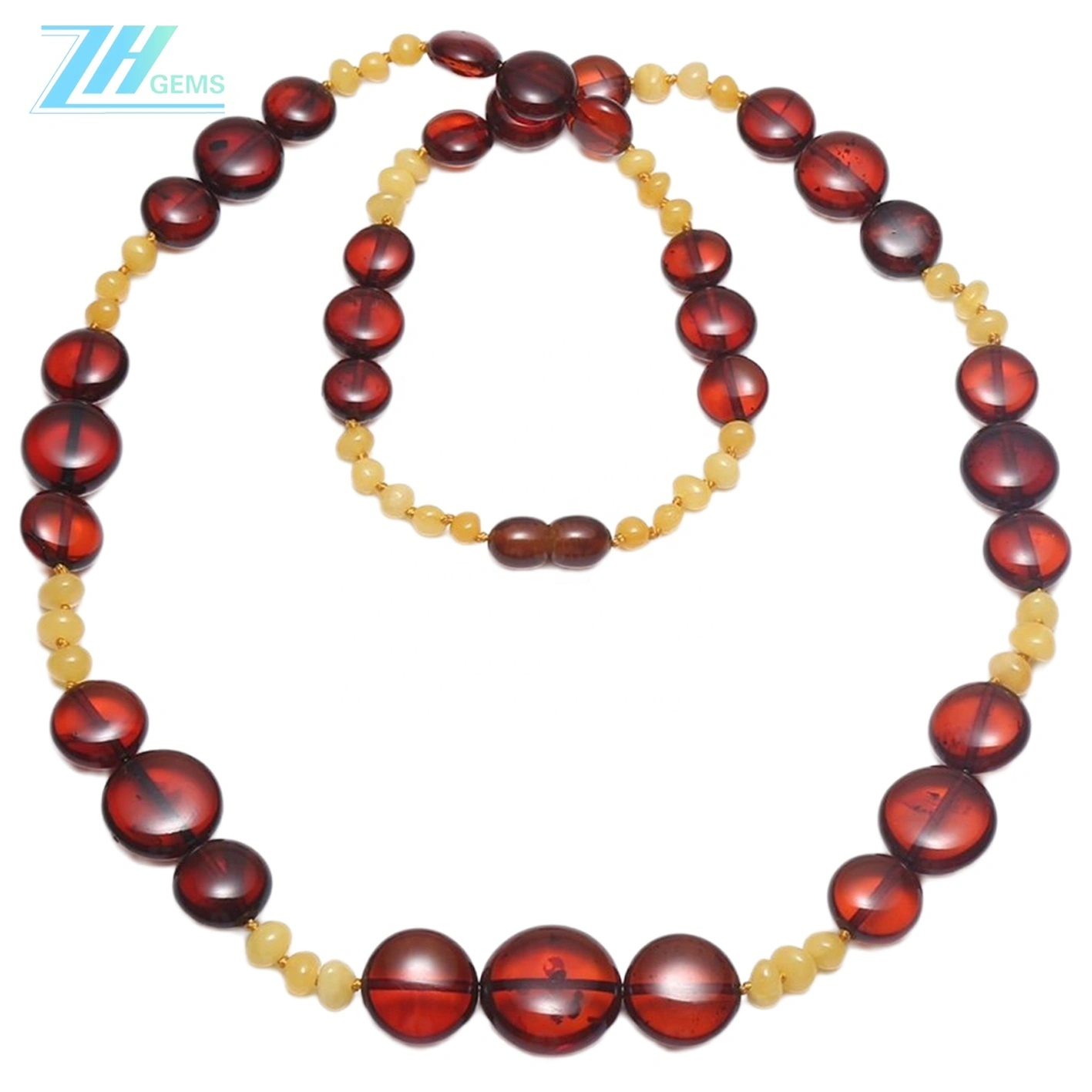 Amber With Red Plated Sterling Silver Burgundy Free-shape Brown Necklace Modern Amber Jewellery Set Gift For Women Necklace 1