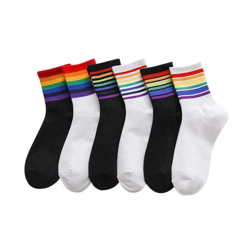 Rainbow Sports Socks - Customized Unisex One Size Cotton Polyester Happy Socks 1