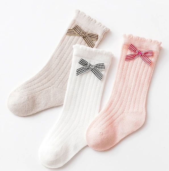 Custom Brand Baby Crew Socks with Bow - Summer Breathable 1