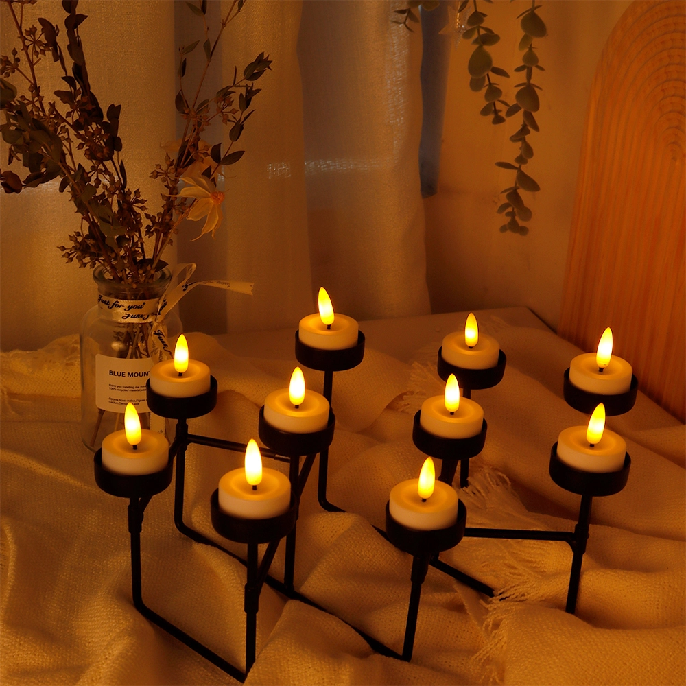 Kleine Plastic 3D Echte Vlam Pijler Kaars Batterij-aangedreven Kaars Voor Thuis Bruiloft Halloween Decoratie 1