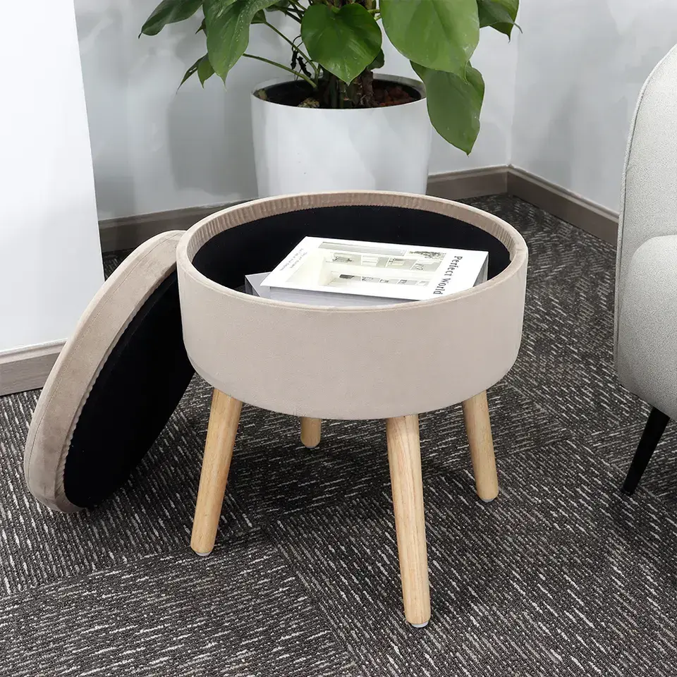 Round Storage Pouffe 23.50 * 23.50 * 55.00 Cm/2.79kgs/1pcs - - NEW IMAGE 3