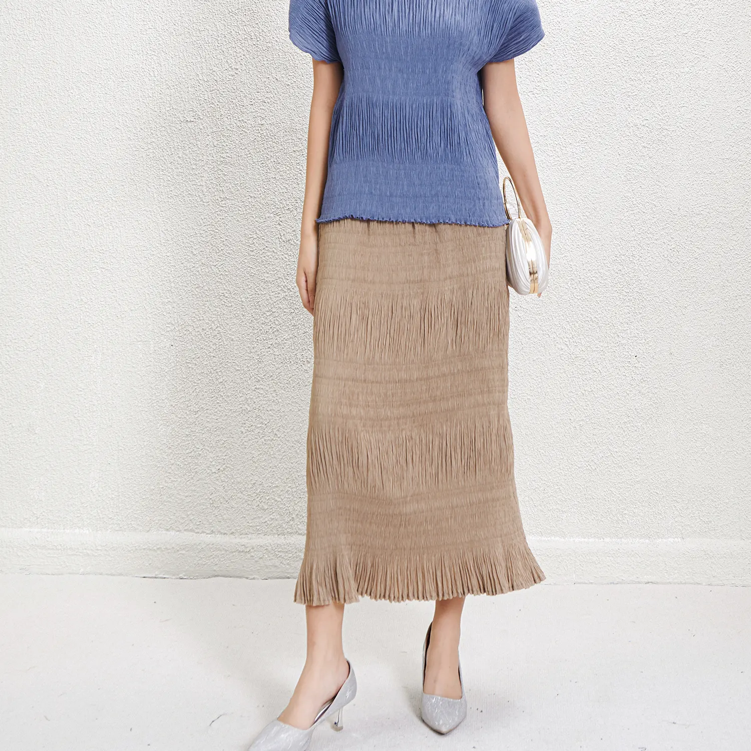 Pleated Gown with Sleeves Accept Customer Logo by Pleats Clothing 6
