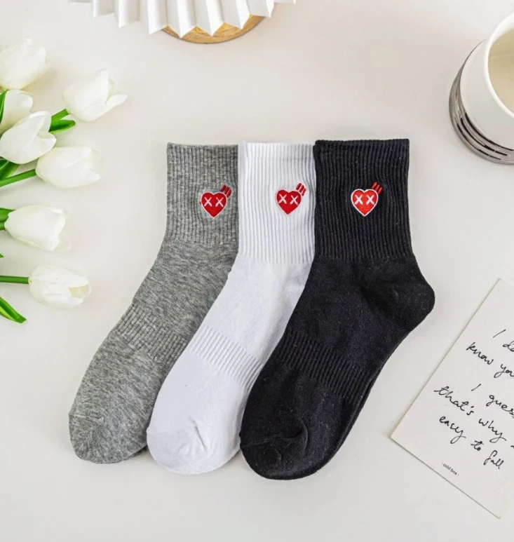 Cute Knitting Embroidery Women Sports Socks 1