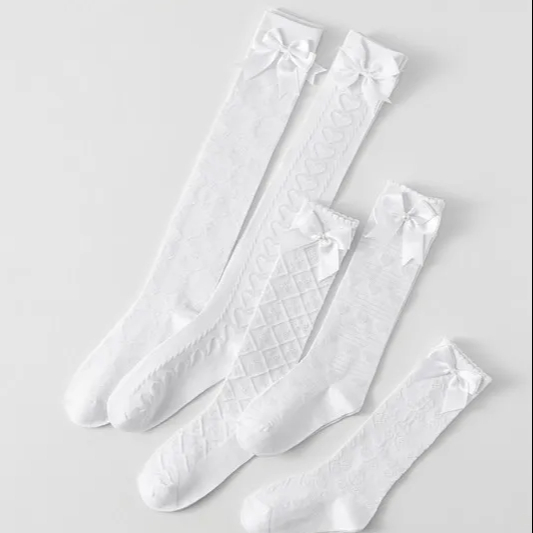 Custom Kids Cotton/Polyester Socks with Logo Design and Bow - Hot Sale! 1
