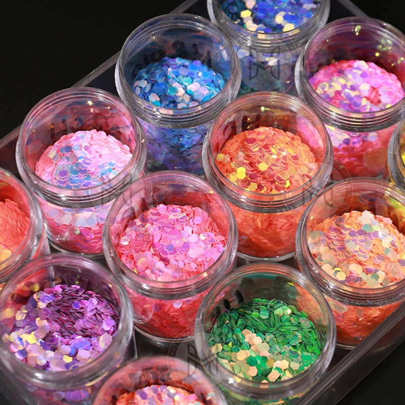 Biodegradable Twelve-color Uv Fluorescent Glitter Nail Art Pigment Ultra-thin Chunky Mix Iridescent Chimp Pink Red New Craze 1