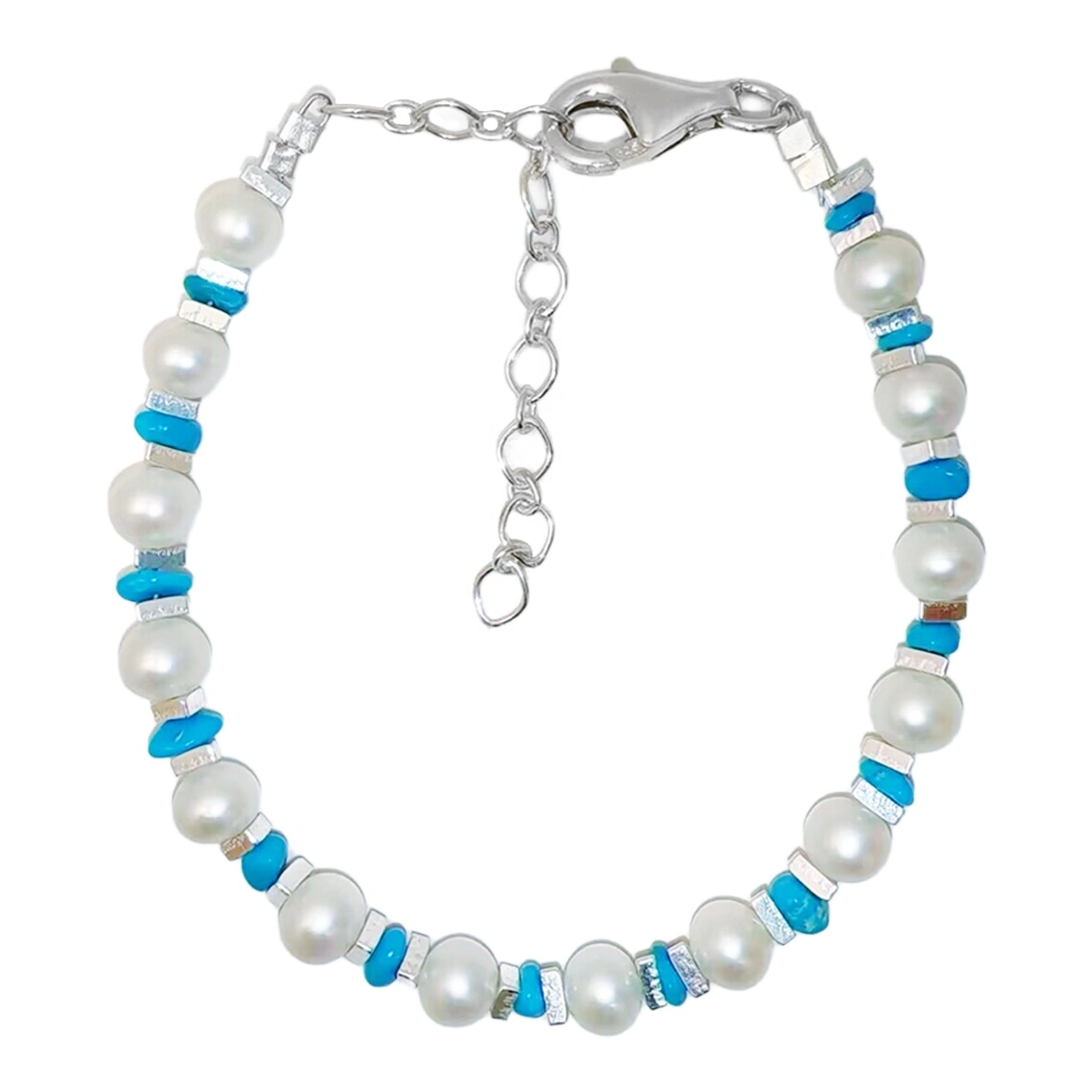 Natural Pearl & Turquoise Premium Women's Bracelet Bracelet With Delicate S925 Silver And Natural Gemstones 1