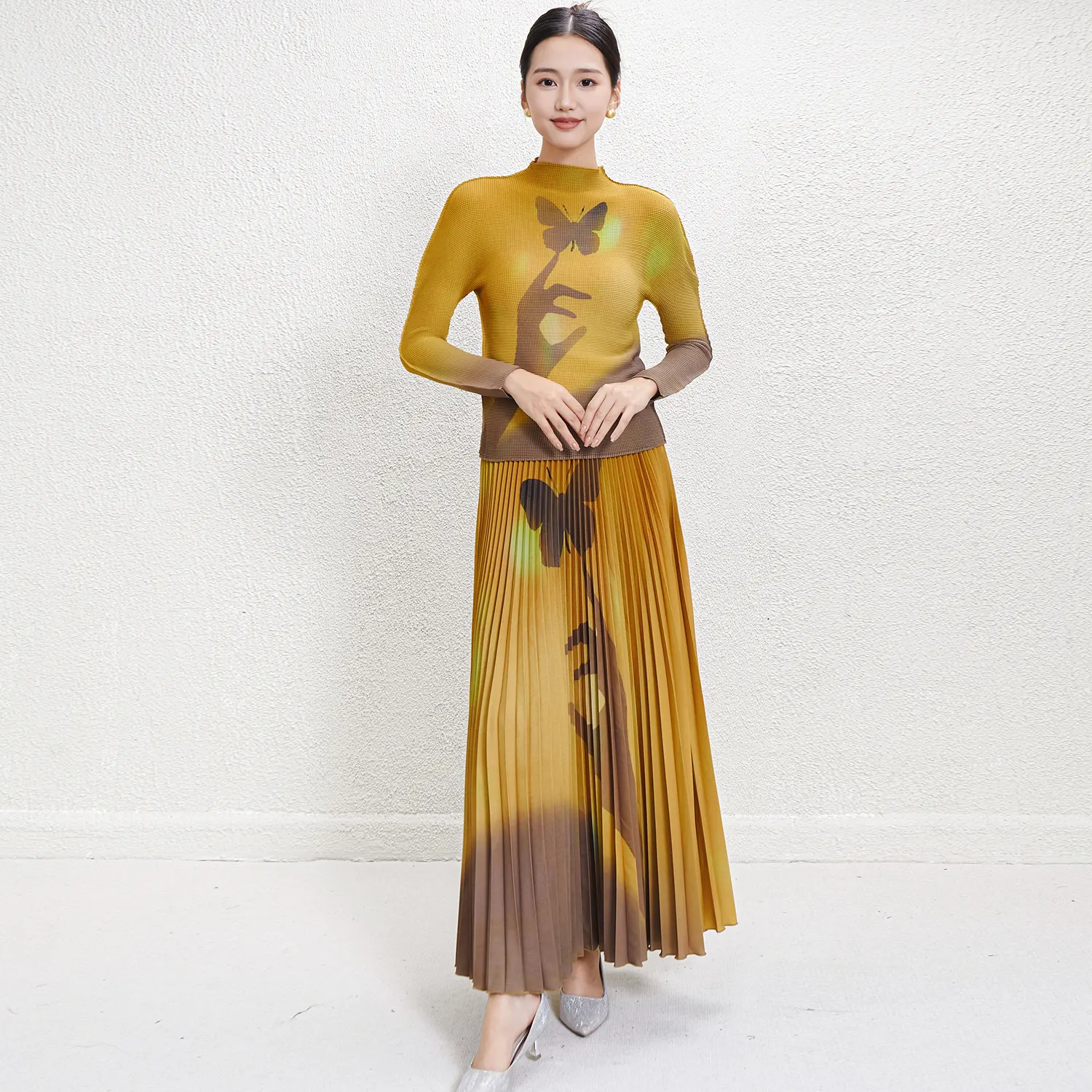 Pleated Short Gown 1038YH-1060+002C-1060 - - Pleats Clothing 5