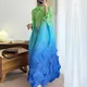 Green Pleated Gown Color by Pleats Clothing 3