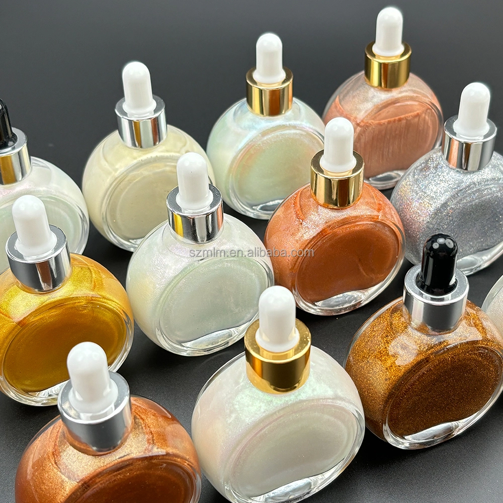 Mlm Custom Makeup Logo Organic Waterproof Glitter Liquid Body Face Highlighter Private Label Body Shimmer Oil 1