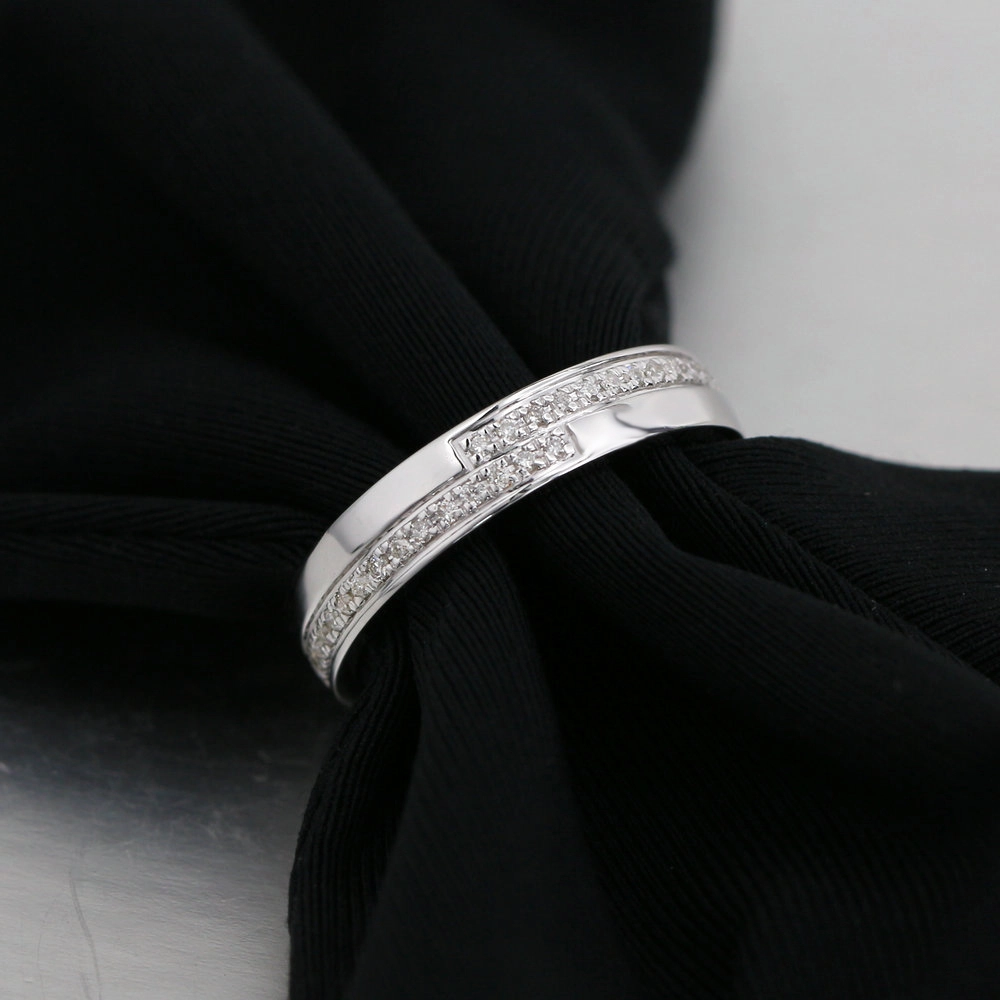 Bague en or blanc 18 carats en platine Pt950 pour hommes avec diamant naturel 1