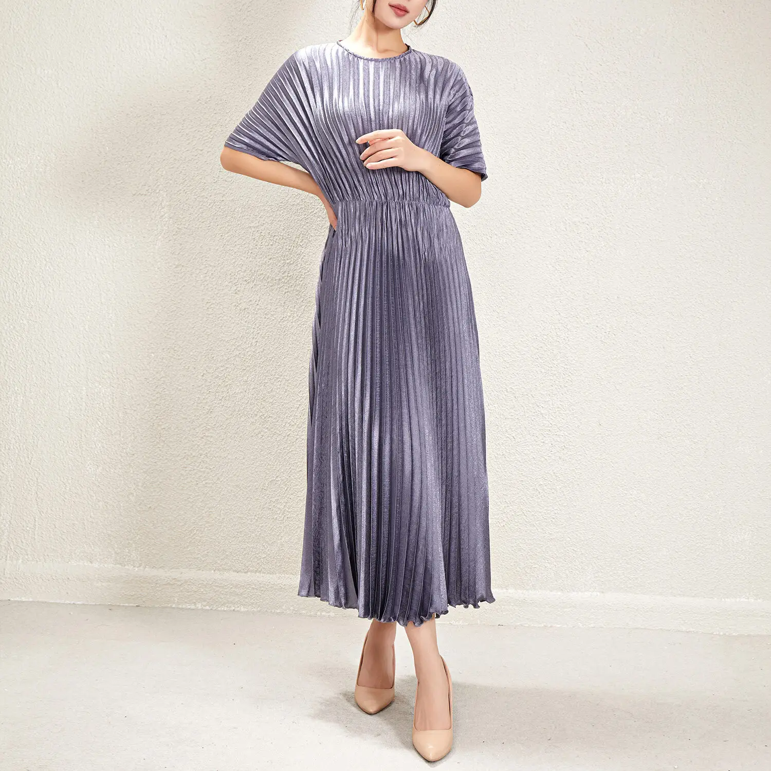 Red Pleated Gown Breathable by Pleats Clothing 2