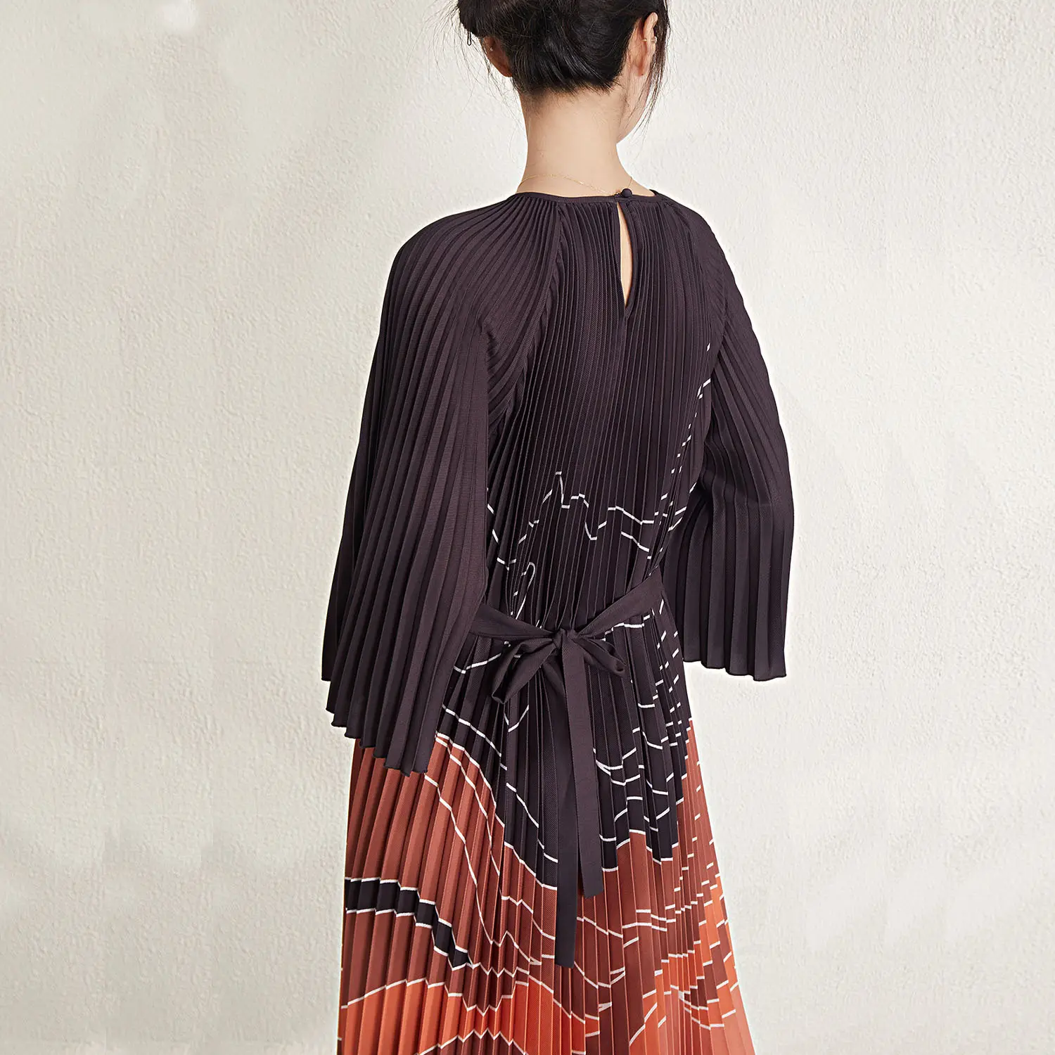 Pleated Gown with Sleeves Fast Shipping to Over 200+ Countries & Regions. by Pleats Clothing-1 7