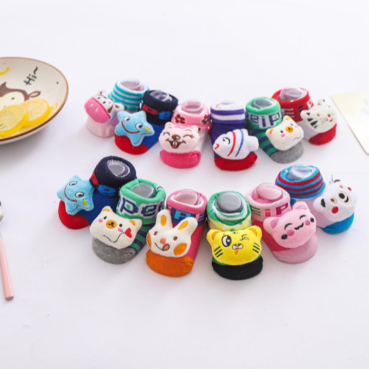 Custom 3D Cartoon Animal Cotton Anti Slip Baby Socks 1