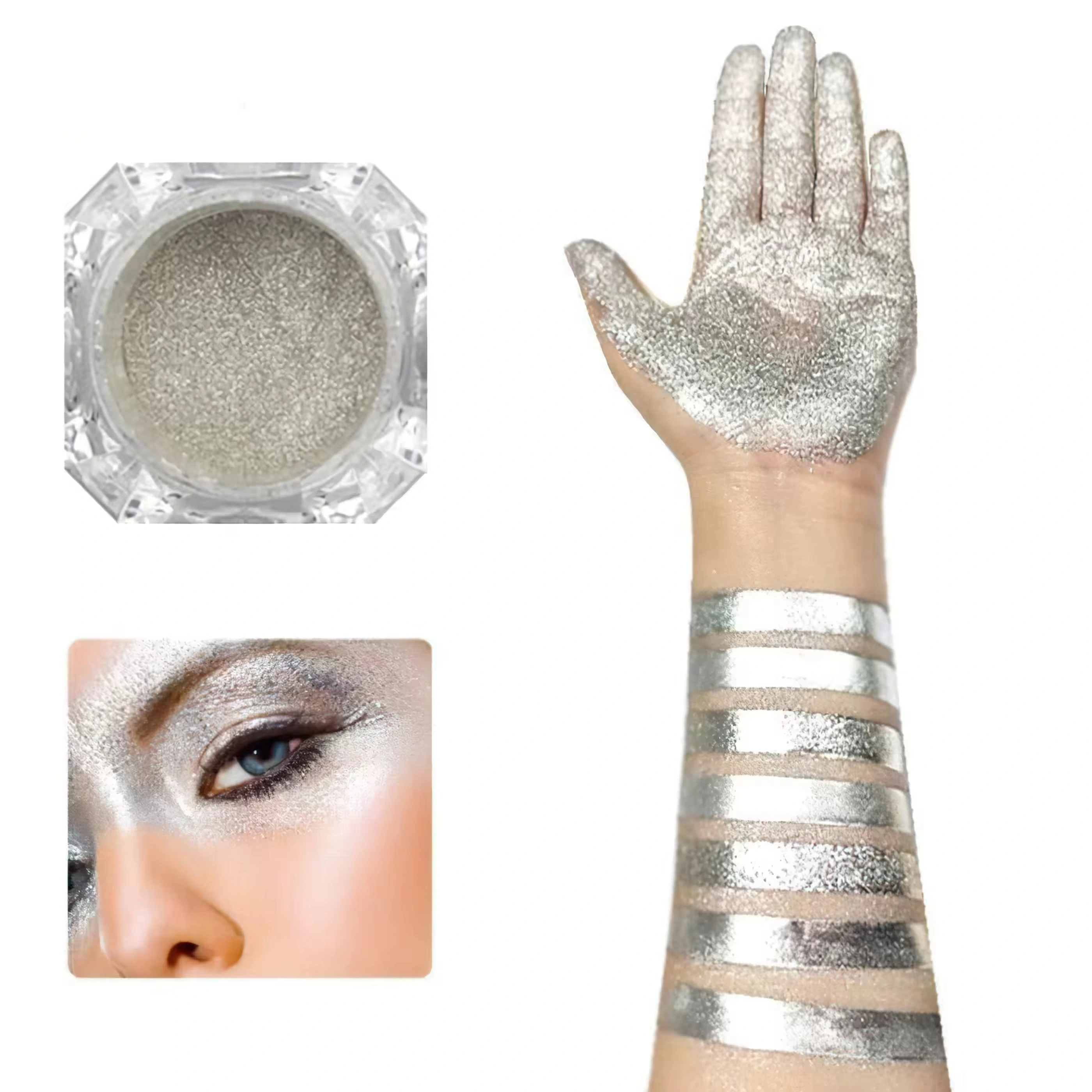 Cosmetic Pigment Supplier Wholesale New Ultra Glitter Nail Eyeshadow Glass Pack Silver Special Effects Glitter Pigment 1