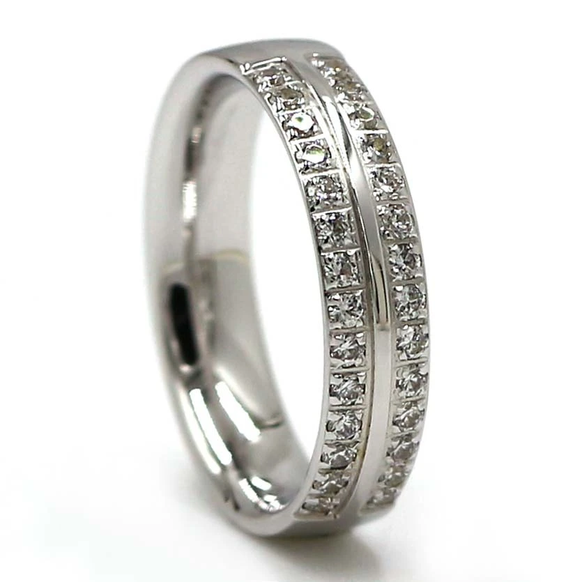 925 スターリングシルバー、ホワイト ジルコン ストーン付き女性用エレガントな結婚指輪 1