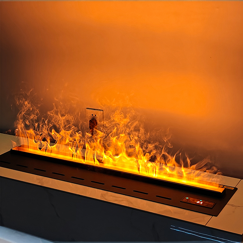 Nueva chimenea moderna del vapor del vapor de agua del parte movible 3d de 750m m para el chalet 750m m 1