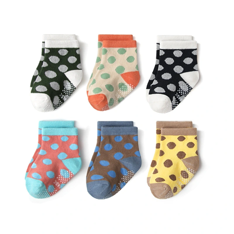 Anti-slip Baby Cotton Socks in Pure Color and Dots, Knit for Kids 0-5Y 1