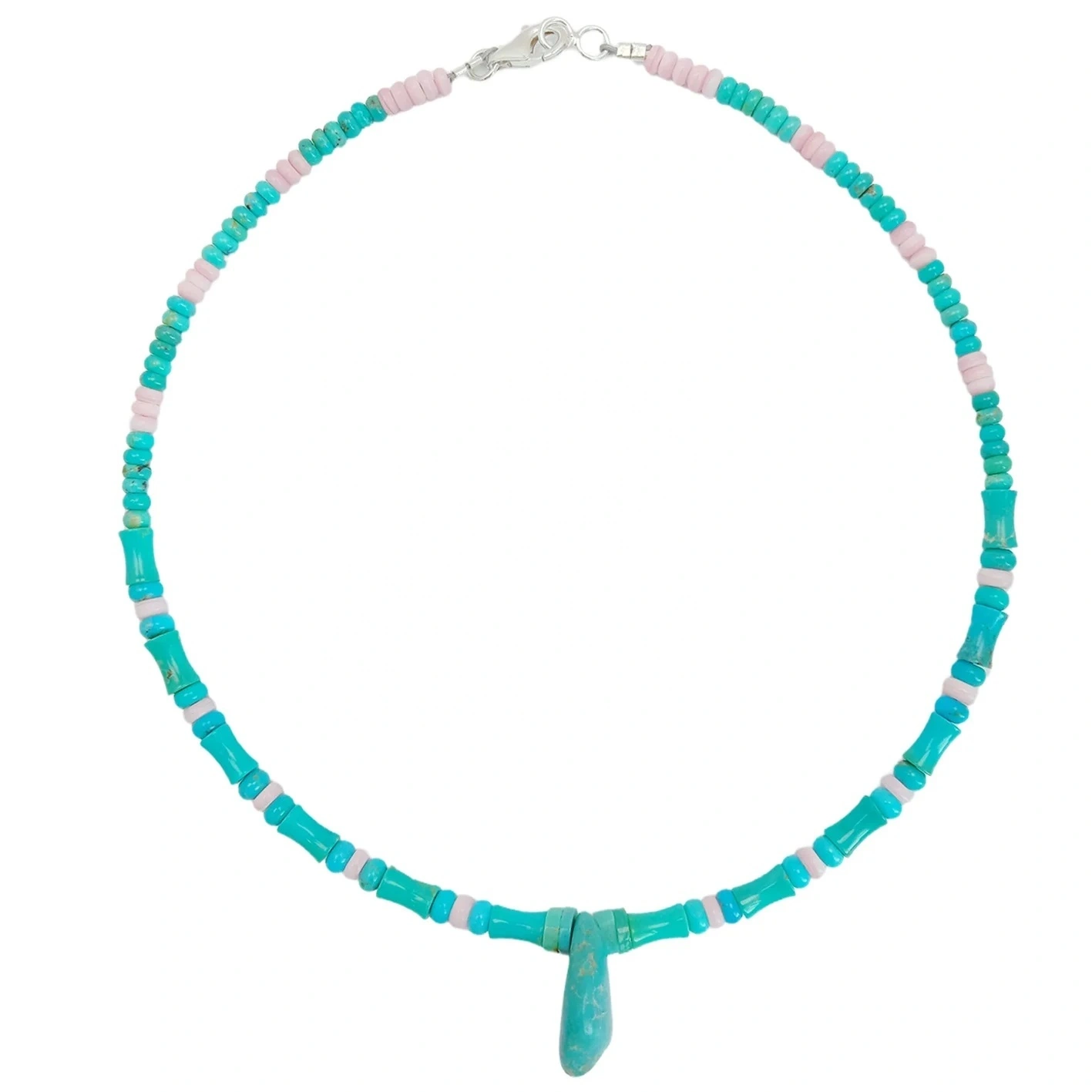 Natural Stablish Turquoise And Natural Pink Opal Necklace Women Fashion Jewelry Turquoise Necklace 1