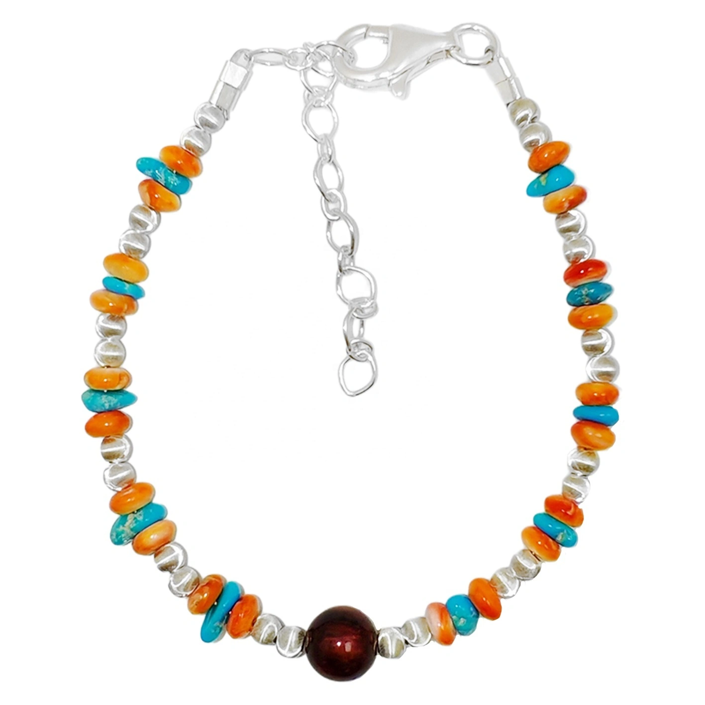 S925 Silver And Orange Spiny Oyster Fashion Bracelet Natural Beautiful Jewelry As A Gift For The Family Pair With 1