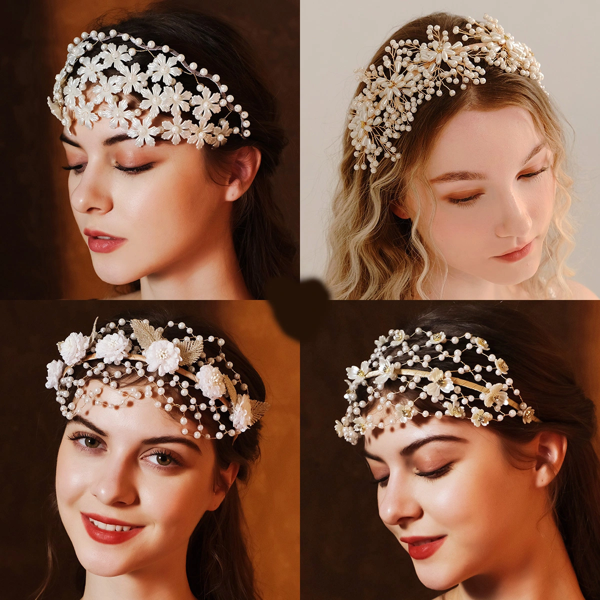 Exquisite Headpieces Handmade beaded pearl Wedding Headwear 1