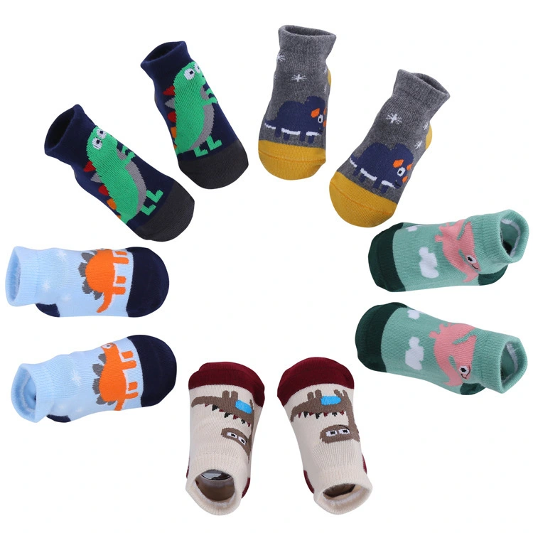 Chaussettes antidérapantes en coton pour bébé garçon à motif de dinosaure - Vente chaude 1