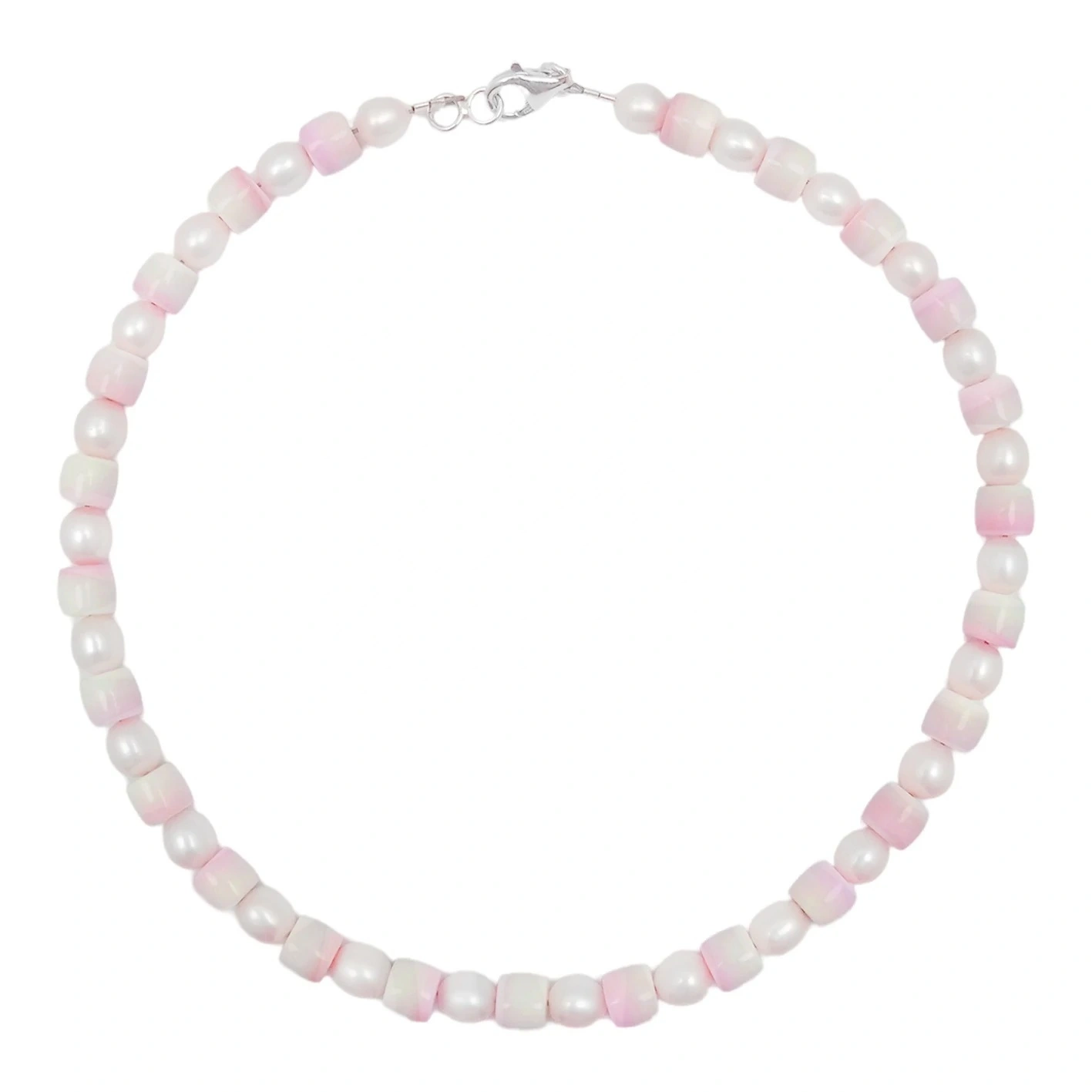 Natural Pearls Natural Pink Opal Drum Shape Necklace Jewelry Temperament Women's Design Pearl Necklace 1