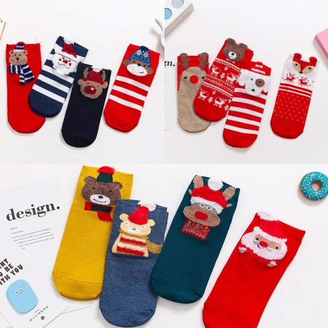 Chaussettes basses Christmas Lady - Nouveau style, faible MOQ 1