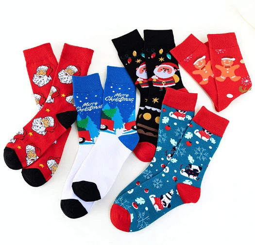 Colorful Cotton Happy Christmas Adult Socks - Best Quality Unisex Design 1