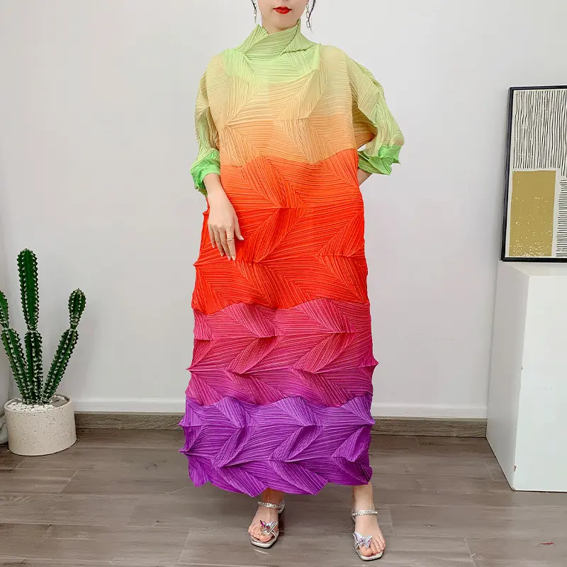 Green Pleated Gown Color by Pleats Clothing 7