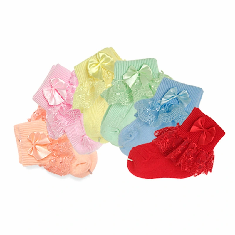 Baby Girls Colorful Princess Dress Lace Socks, Cotton Knitting Breathable 1