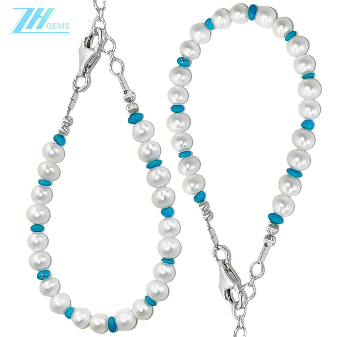 Pearl Jewelry S925 Silver Beads Natural Sterling Treatment Turquoise With Shape Bracelet Mabenyane a Matsatsi a Phomolo 1