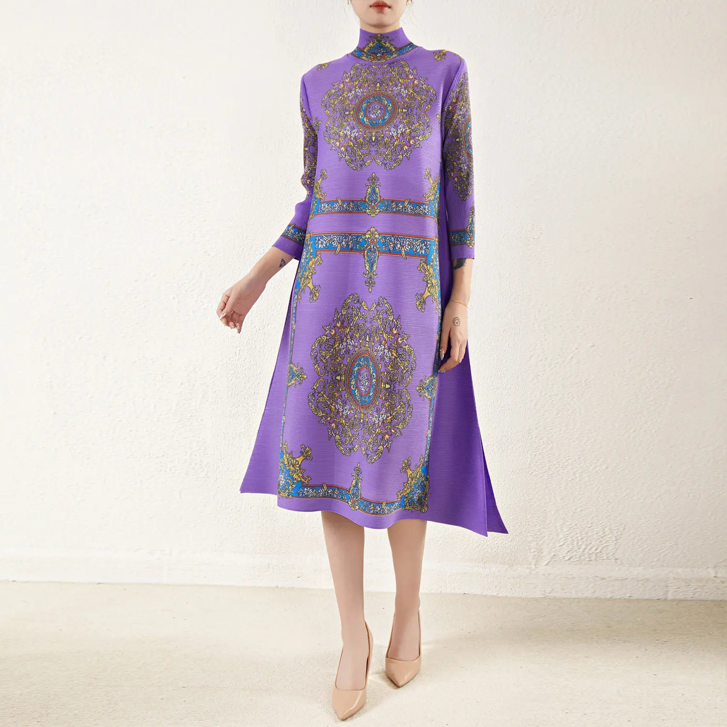 Silk Pleated Gown Anti-Static by Pleats Clothing 3