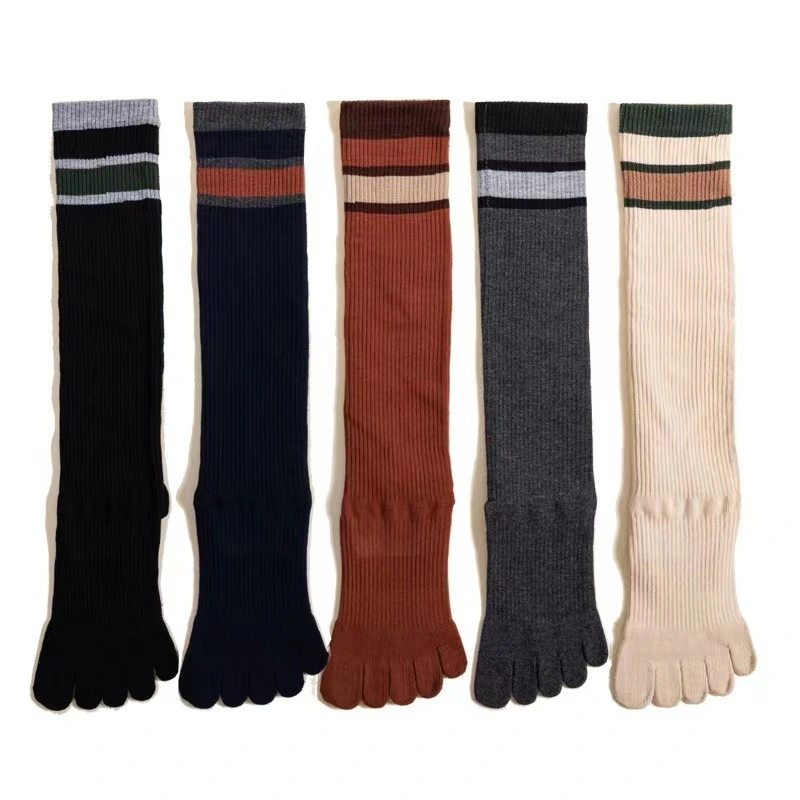 Custom Yoga Knee High Stripe Cotton Polyester Knit Socks 1