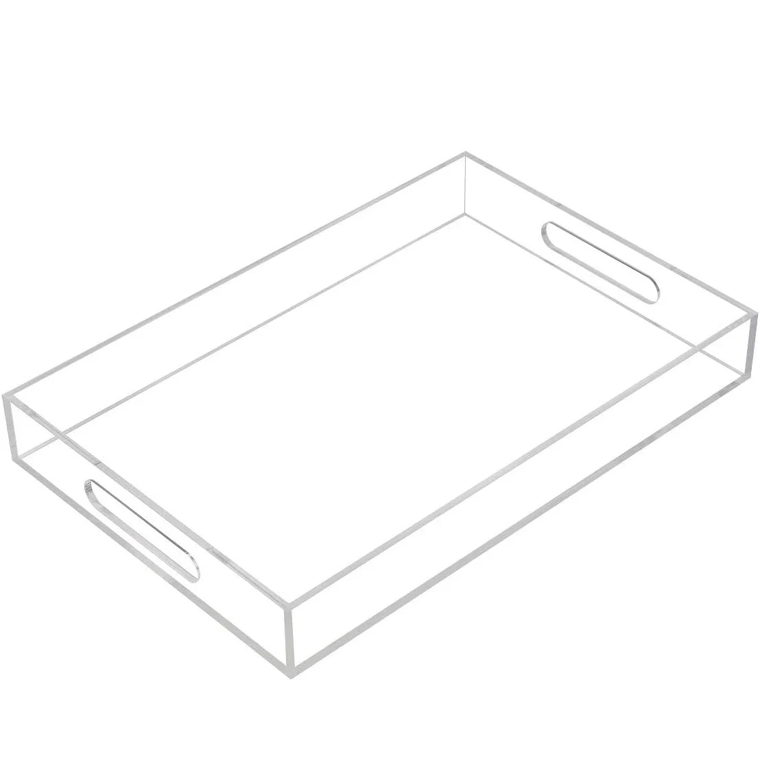 Bandeja resistente de acrílico transparente para servir café, aperitivos, desayuno, cocina y cosméticos 1