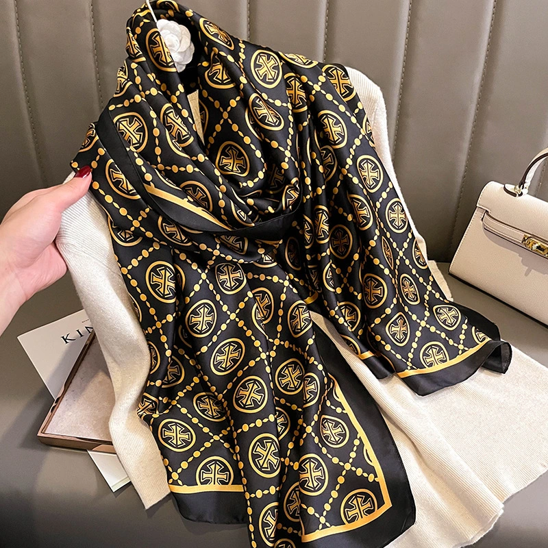 Summer Designer Brand Logo Pattern Large Silk Scarf Mestyler S290 1