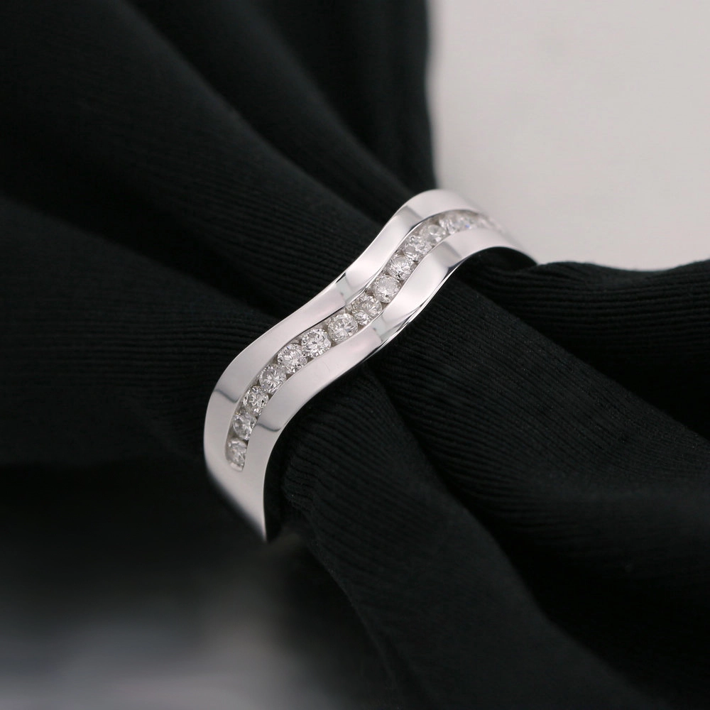 Alliance en or blanc 10 carats avec diamant naturel, ajustement personnalisé 1