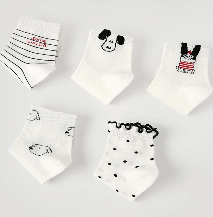 Custom White Dog Ankle Socks High Quality Knitting Socks 1