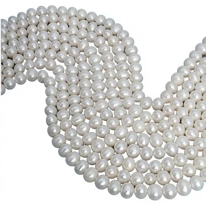 Hebras de perlas de agua dulce naturales AAAAA de 7–8 mm, color blanco, para la fabricación de joyas. 1