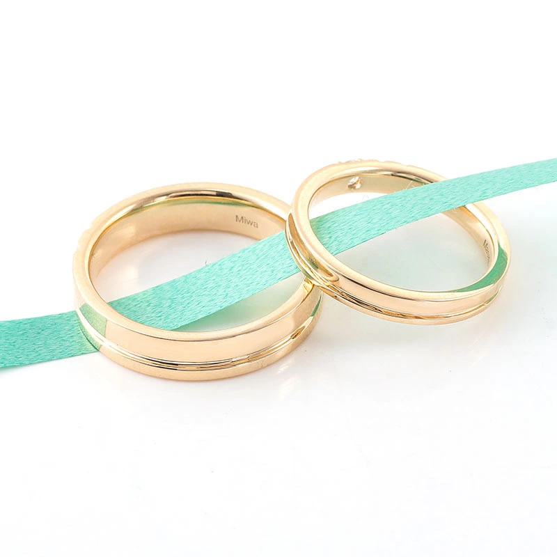 Couple Wedding Bands 18k Solid Gold Matching Bands Gold Wedding Rings Classic Couple Wedding Ring Set With Diamonds 1