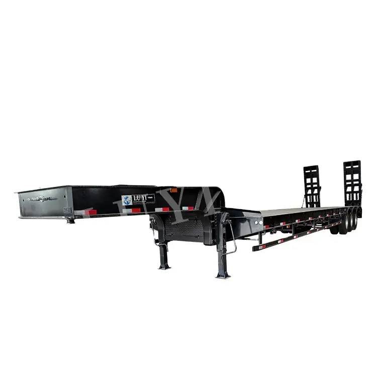 3 Axle Gooseneck Hydraulic low flatbed semi-trailer Support 1