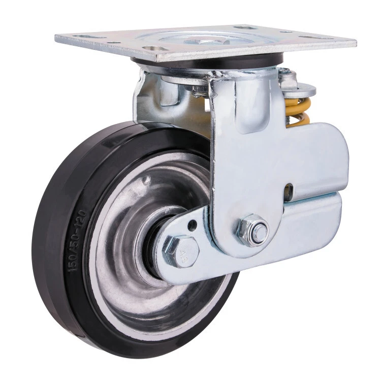 Wholesale Heavy Duty Aluminum Core Rubber Shock Absorber Spring Caster Wheel 1