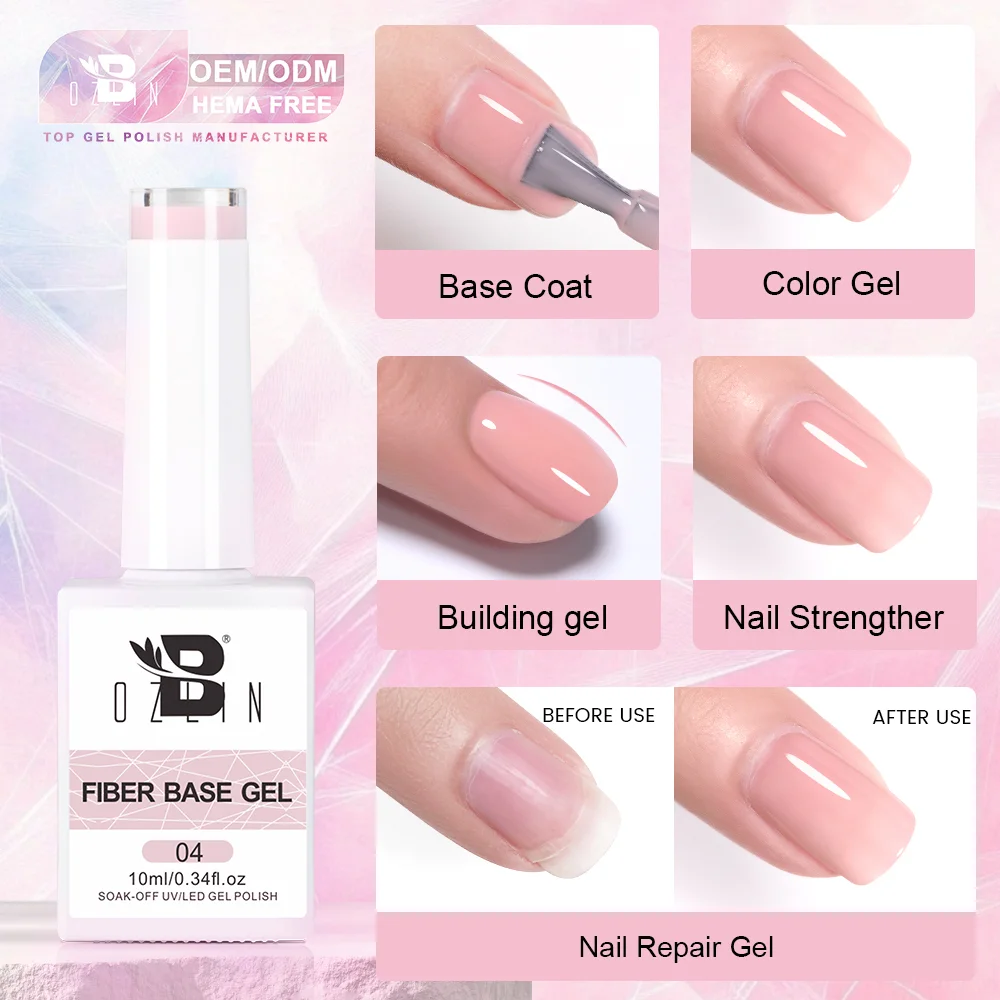 Bozlin 10ml Fiber Repair Nail Builder Gel for Cracked Broken Nails, 12 Colors 1
